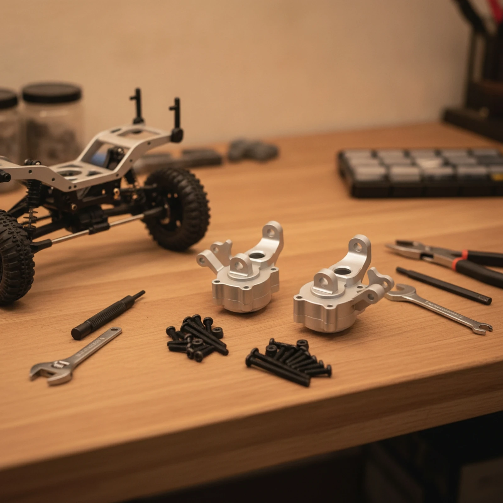 2 Pieces Steering Knuckle Heavy Duty Steering Knuckle with Screws RC Part CNC-Machined Hardware Stable for Trail Rig