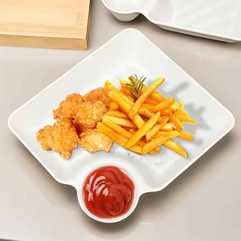 4-piece PP jiaozi platter set, with separated sauce area, stackable unbreakable snack tray, family kitchen dinner tray.