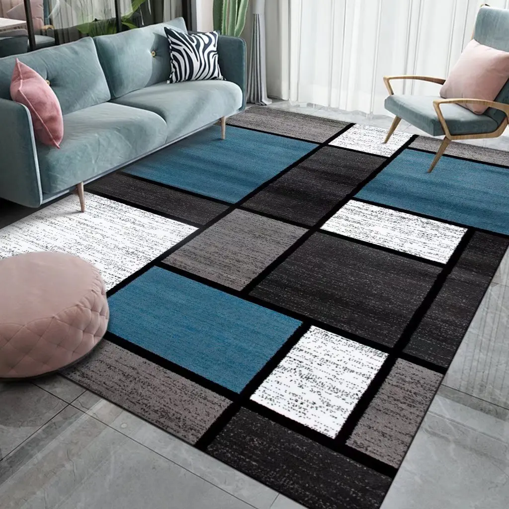 Nordic Plush Large Living Room Rug Fluffy Geometric Carpets for Living Room Luxury Dark Toned Room Decoration Home Mats Flannel