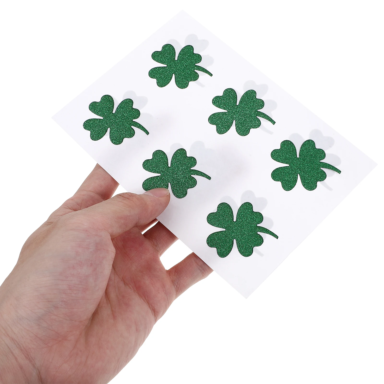 

24pcs /set Glitter Four Leaf Clover Stickers Decorative Shamrock Stickers for St Patrick Day Festive Home