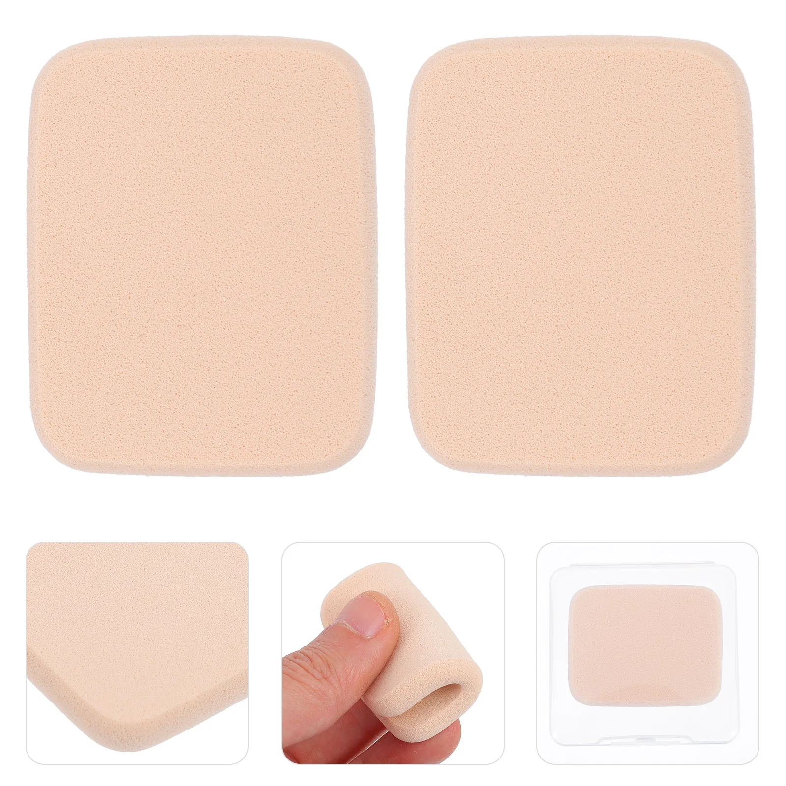 2-teiliger Make-up-Schwamm mit Puderquaste-Box, sanftes Hautpflege-Werkzeug für nahtlose Foundation-Concealer-Anwendung, ideal für Reisen nach Hause