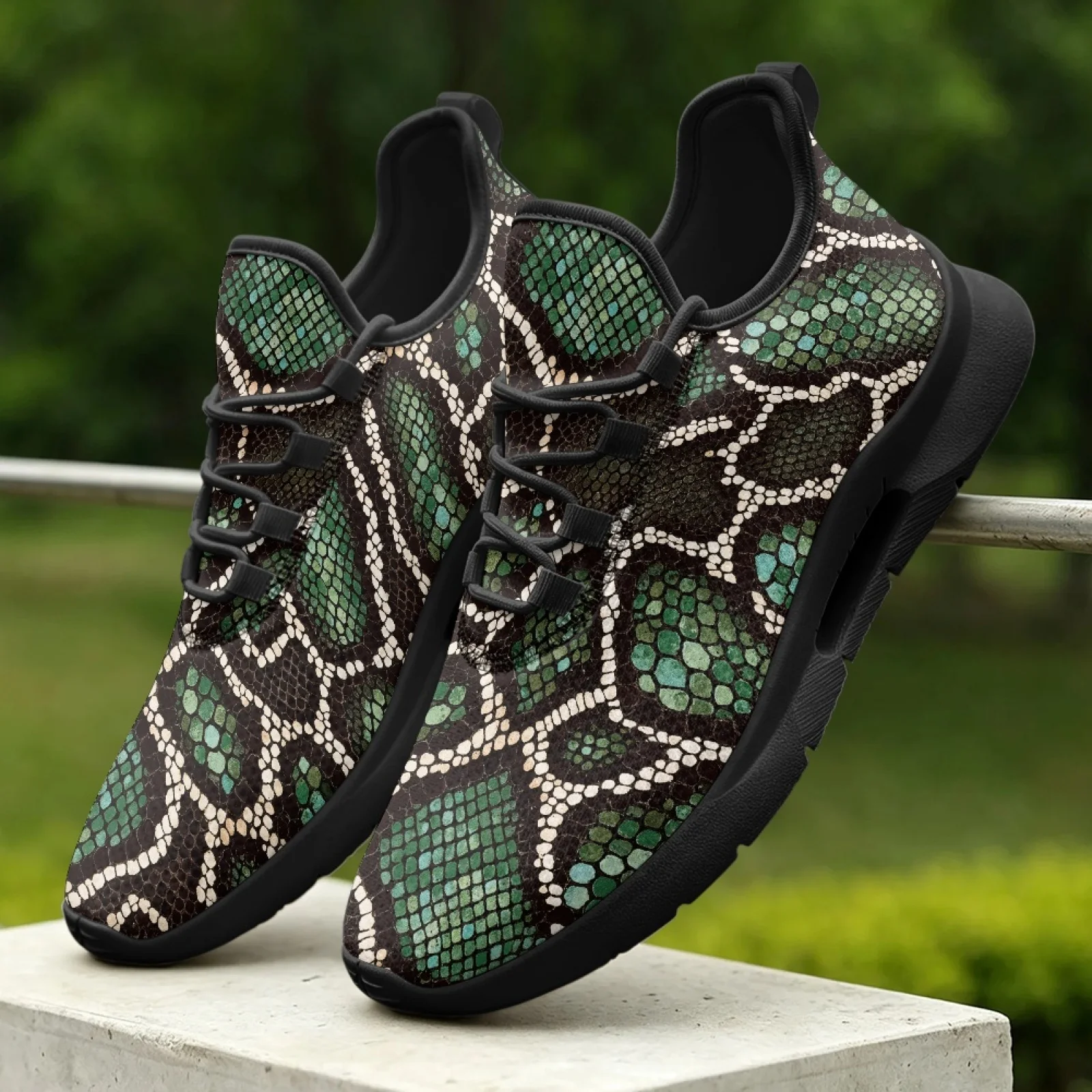 XIXIRIMIDO Women's Lace-up Casual Shoe Nurse Shoes Women's Sandals Men's Sneakers and Casual Shoes Tenis Feminino Snake Pattern