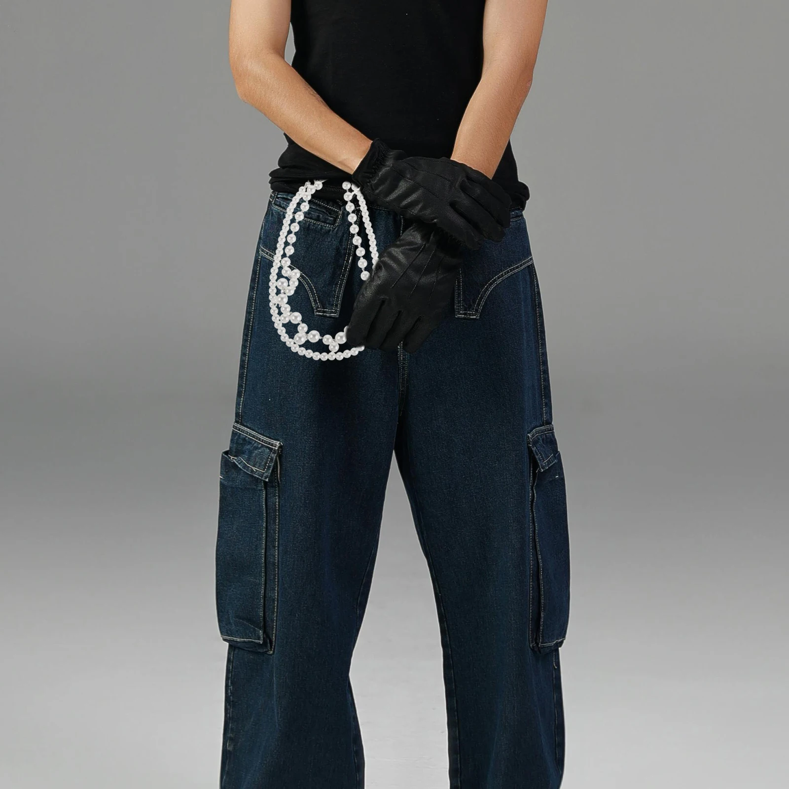 

Elegant Pearl Pants Chain Beaded Waist Belt Fashion Layered Hip Hop Jeans Charm Durable Chain For Men Women 80'S 90'S Party