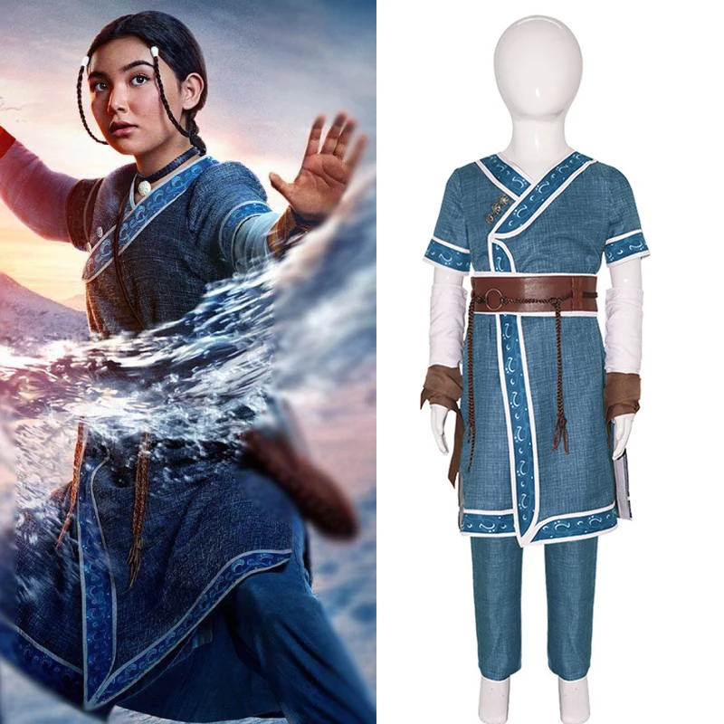 Unisex 2024 Last TV Series Anime Aang Katara Cosplay Adult Kids Airbender Halloween Costume For Child