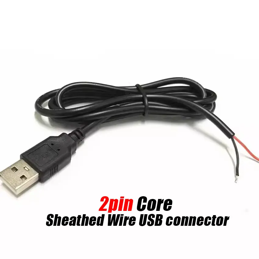 1M 2pin Core Sheathed Wire USB connector Audio Cable 3A Copper  Signal DC power cord Soft Electronic  ﻿