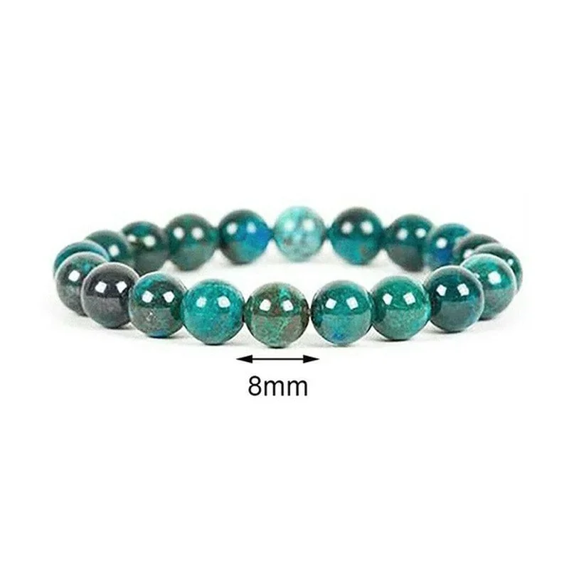 Peucesmuslimb bracciali in Malachite da 8mm per donna uomo bracciale con perline in pietra naturale bracciale in rilievo di forma rotonda accessori