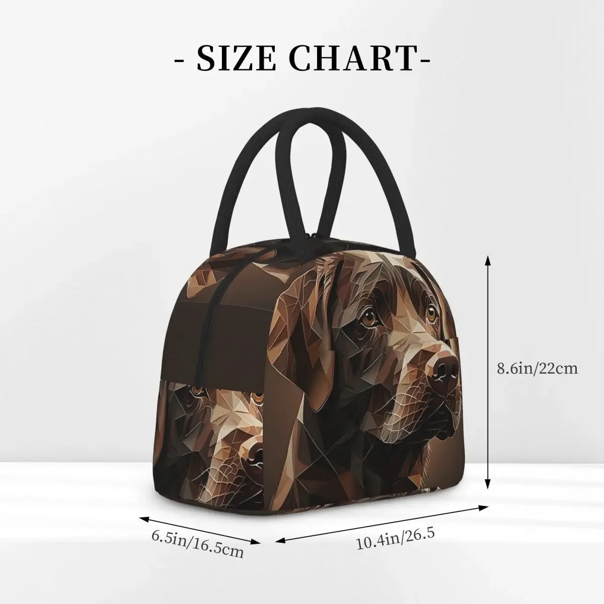 Geometric Choco A Chocolate Labrador Artwork Insulated Lunch Bag for Women Children Portable Food Boxes Thermal Lunch Box Tote