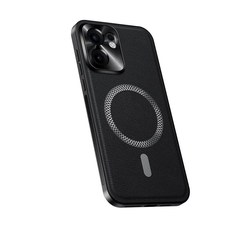 

For Oppo Reno 13F 5G Case Magnetic Elegant Leather Wear-Resistant Lens Fully Covered Non-Slip Grip Edge Cover Shell