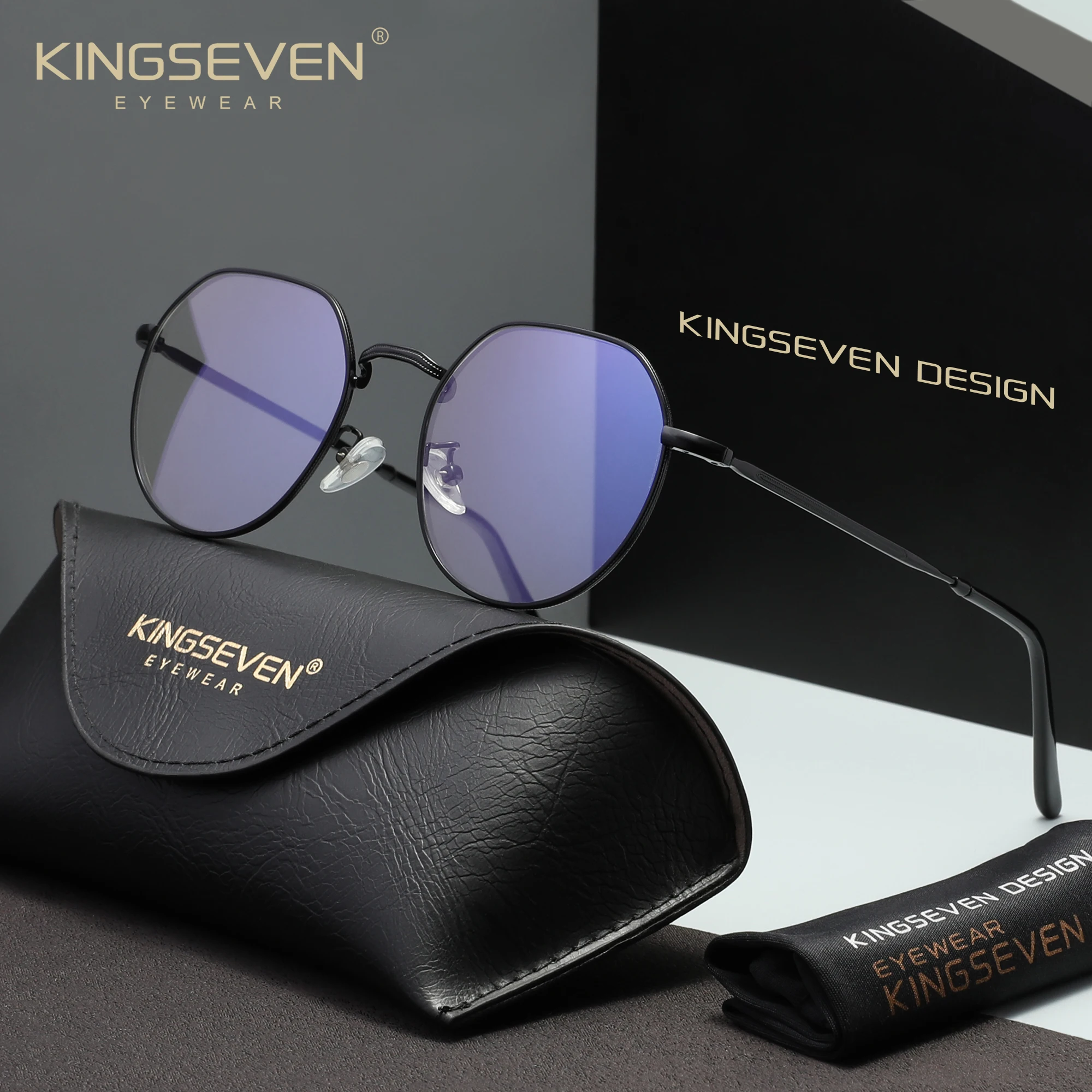 KINGSEVEN Blau Licht Blockieren Gläser Männer Frauen Computer Schutz Anti-Blue Ray Gläser Runde Rahmen Transparente Linse Brillen