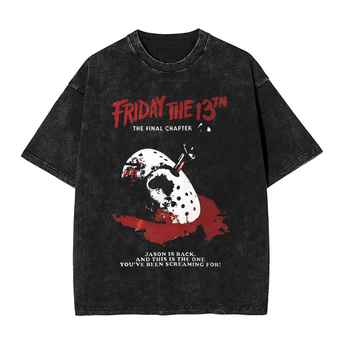 Friday 13th Jason Voorhees Washed T Shirts Streetwear Hip Hop Vintage T-Shirt Horror Halloween Tee Men Women Street Graphic