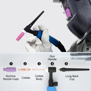 Tig WP17FV welding torch, argon -cooled tungsten arc, flexible gas valve, 3m, 5m, 7m, wp17 6 MAIN TORNAMENT SALES FOR REFRIGERATION - №6