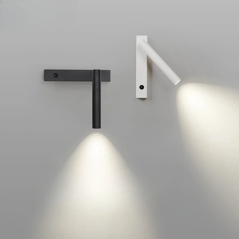 Morden Wall Lamp Backlight Rotation Adjustable Light Hotel Bedroom Bedside Study Reading Sconce Lamp with Switch Northern Style