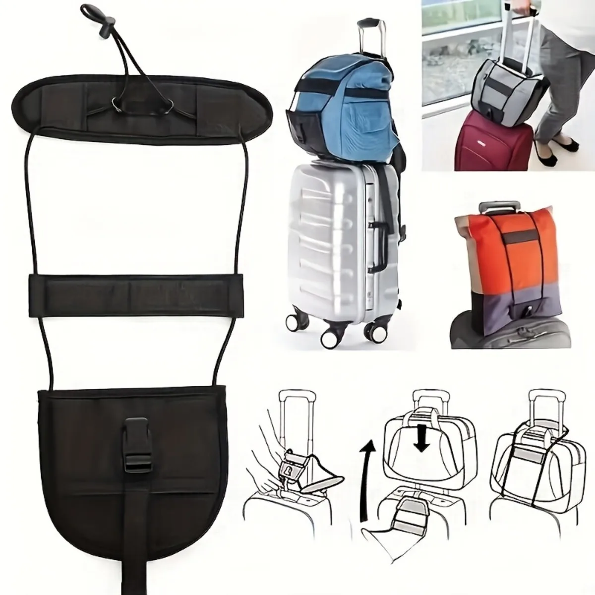 Elastic Stretch Strap for Securing Luggage, Suitable for Adjustable Design of Travel Bags and Suitcases