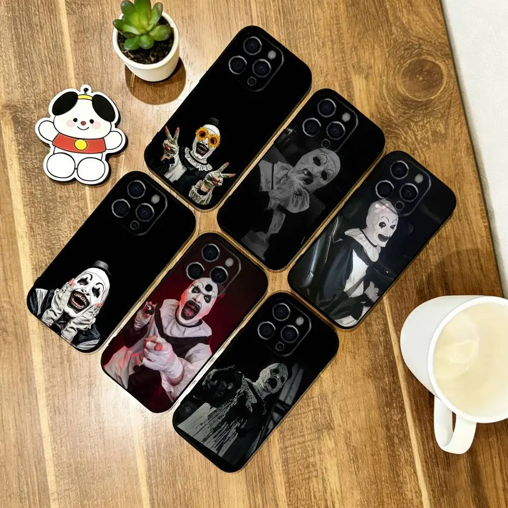 

Horror Art the Clown Funny Phone Case For iPhone 17,16,15,14,13,12,11 Plus,Pro Max,XS,Soft Silicone Black Cover