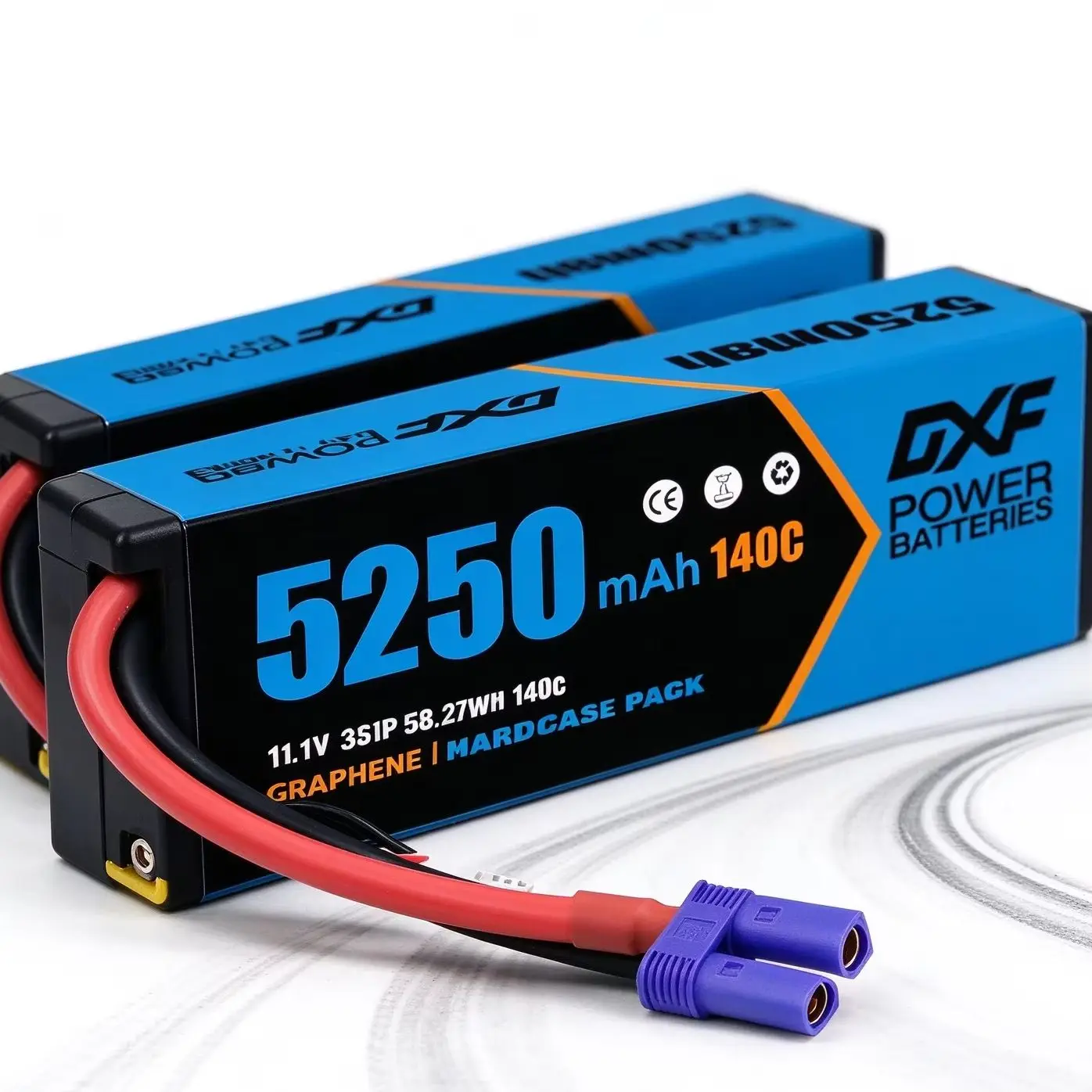 DXF 3S 11.1V Lipo Battery 5250mAh 140C with EC5 XT60 Deans Connector Hardcase for RC Car Boat Truck Helicopter Airplane