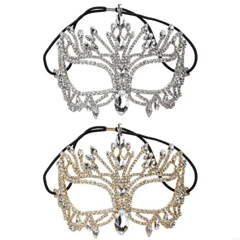 

50LE Rhinestones Masquerade Mask Half Face Mask Halloween Party Mask for Men Women Halloween Party Masquerade Decoration Mask