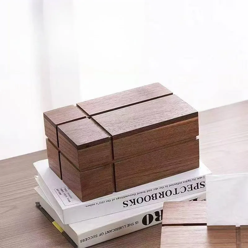 Solid Walnut Tissue Box Creative Hardwood Tissue Box Home Living Room Desktop Tea Table Home Decoration Storage Box Kids Toys
