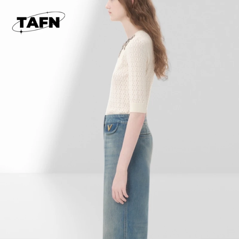 High Street Tendencia de temperamento simple y cómoda Hermosa camiseta de vibraciones de verano |   Algodón transpirable |   Impresión gráfica AF2419