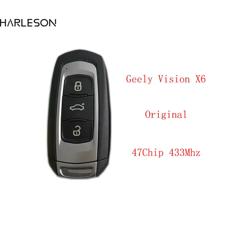 Original  Smart Remote Key 3 Button Smart Car Key Fob 434MHZ 47Chip For GEELY Vision X6 Uncut Blade