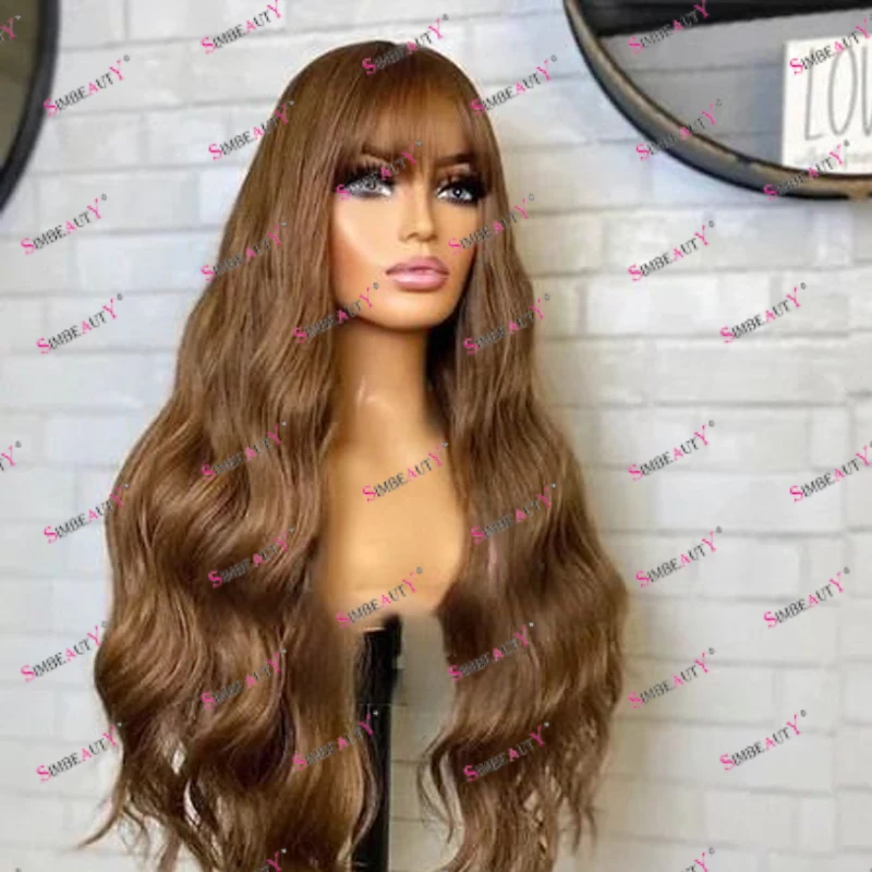 100% Remy Human Hair Caramel Golden Brown Fringe 360 Lace Frontal Wigs for Black Women Pre Plucked Natural Hairline 5x5 HD Lace