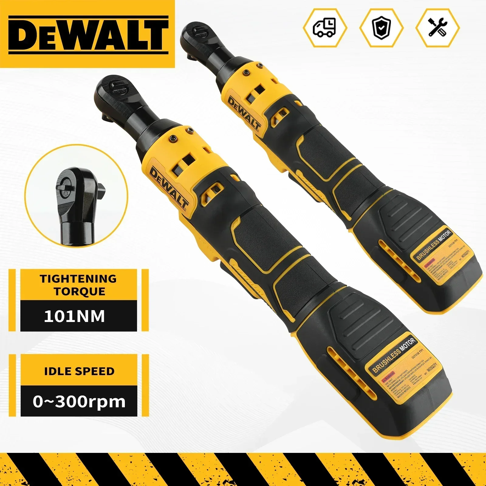 For DEWALT DCF513B Cordless Ratchet Wrench–12V/18V/20V Battery,0-45 ft-lbs Torque,101NmTightening&0-300rpm Speed with 3/8