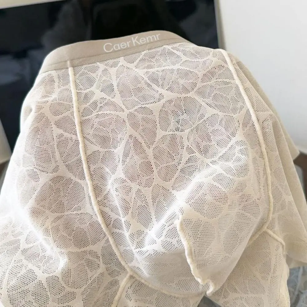 الإبداعية السروال الرجال الملاكم ملخصات شبكة رقيقة الحرير الجليد الدانتيل السراويل الملاكمين الصيف ملابس داخلية جيدة التهوية للرجال يوميا #5