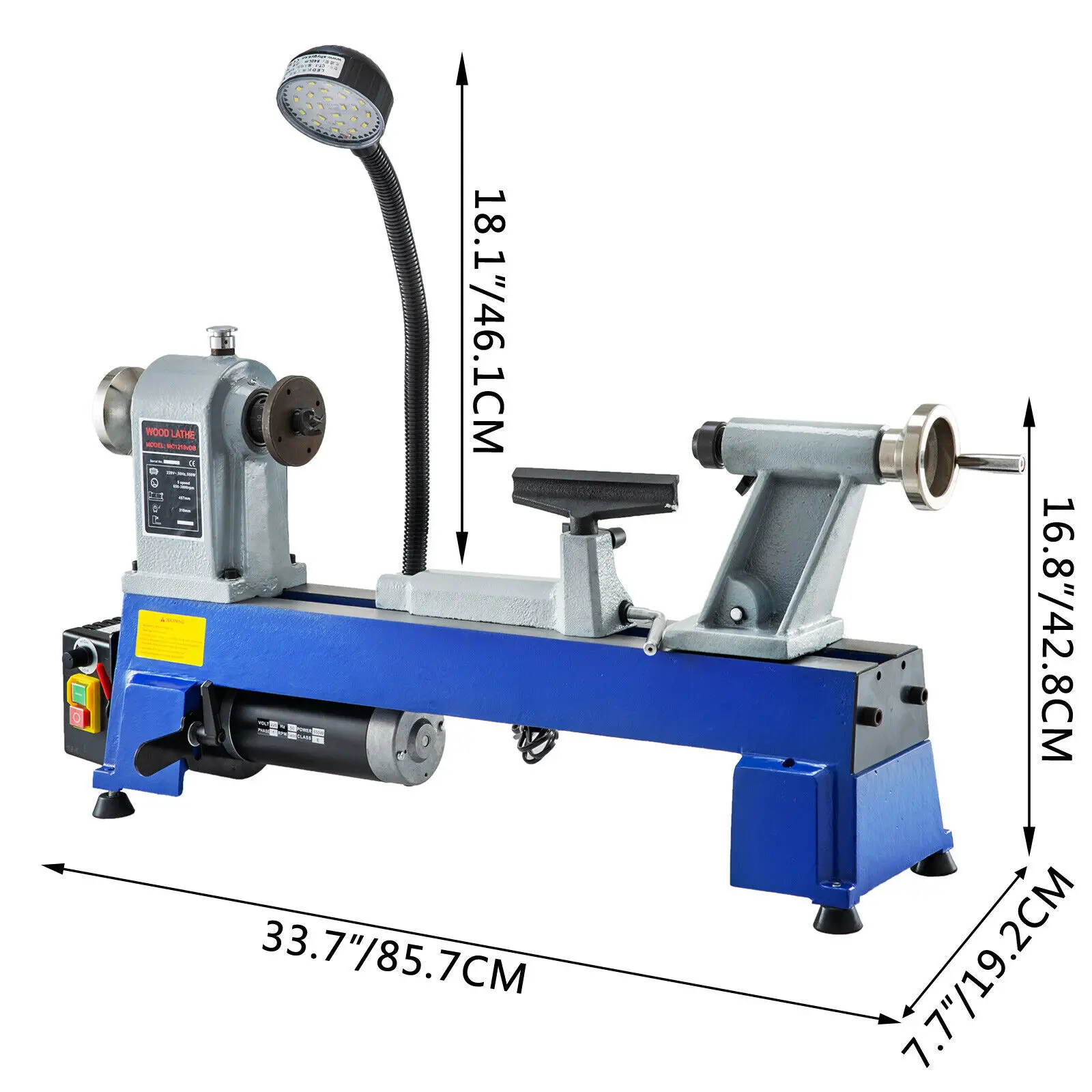 Variable Speed 650-3800 RPM Benchtop Wood Lathe 550W Woodworking DIY Lathe Woodturning Lathe Machine with 3/4hp Motor MT2 Spindl