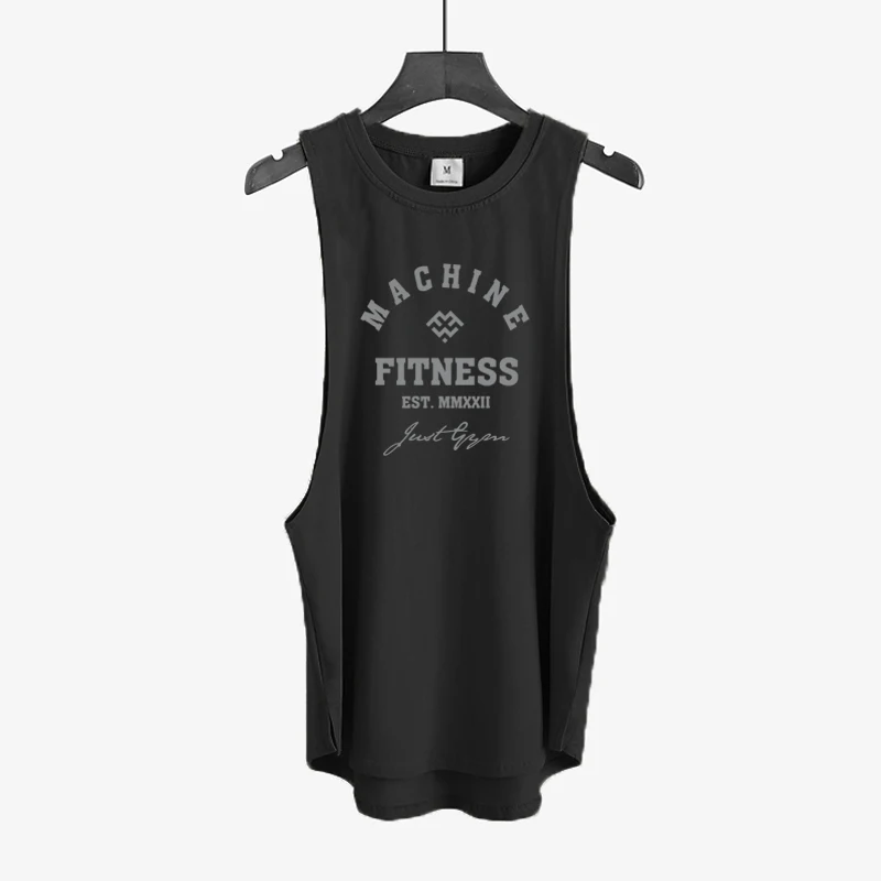Gym Bodybuilding Workout Fitness T-Shirts Mens Casual Sport Sleeveless Singlets Summer Running Cotton Breathable Loose Tank Tops