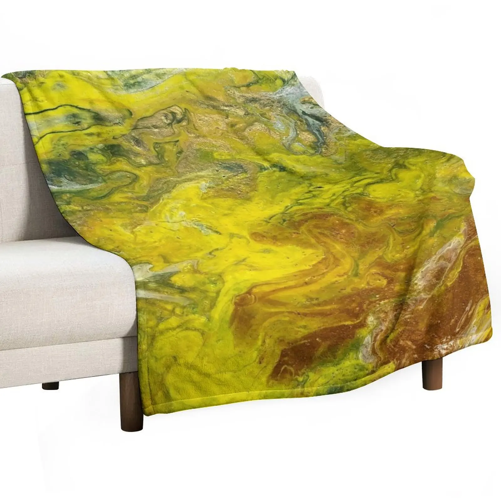 

Yellow, Green, Silver and Red pour painting. Throw Blanket Blankets For Sofas decorative Cute Plaid Blankets