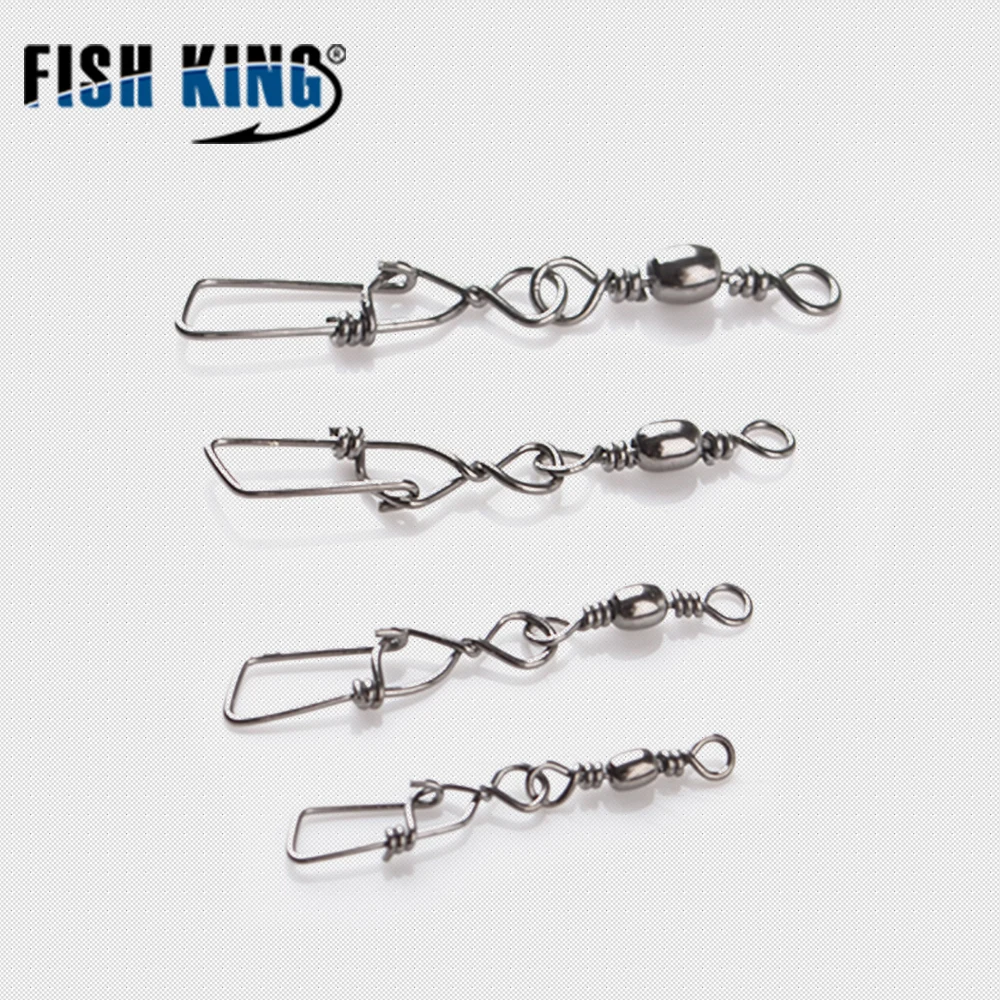 FISH KING 30pcs/Lot Stainless Steel Fishing Connector Pin Bearing Rolling Swivel 6#8#10#12 Lure Tackle Fishing Accessorries