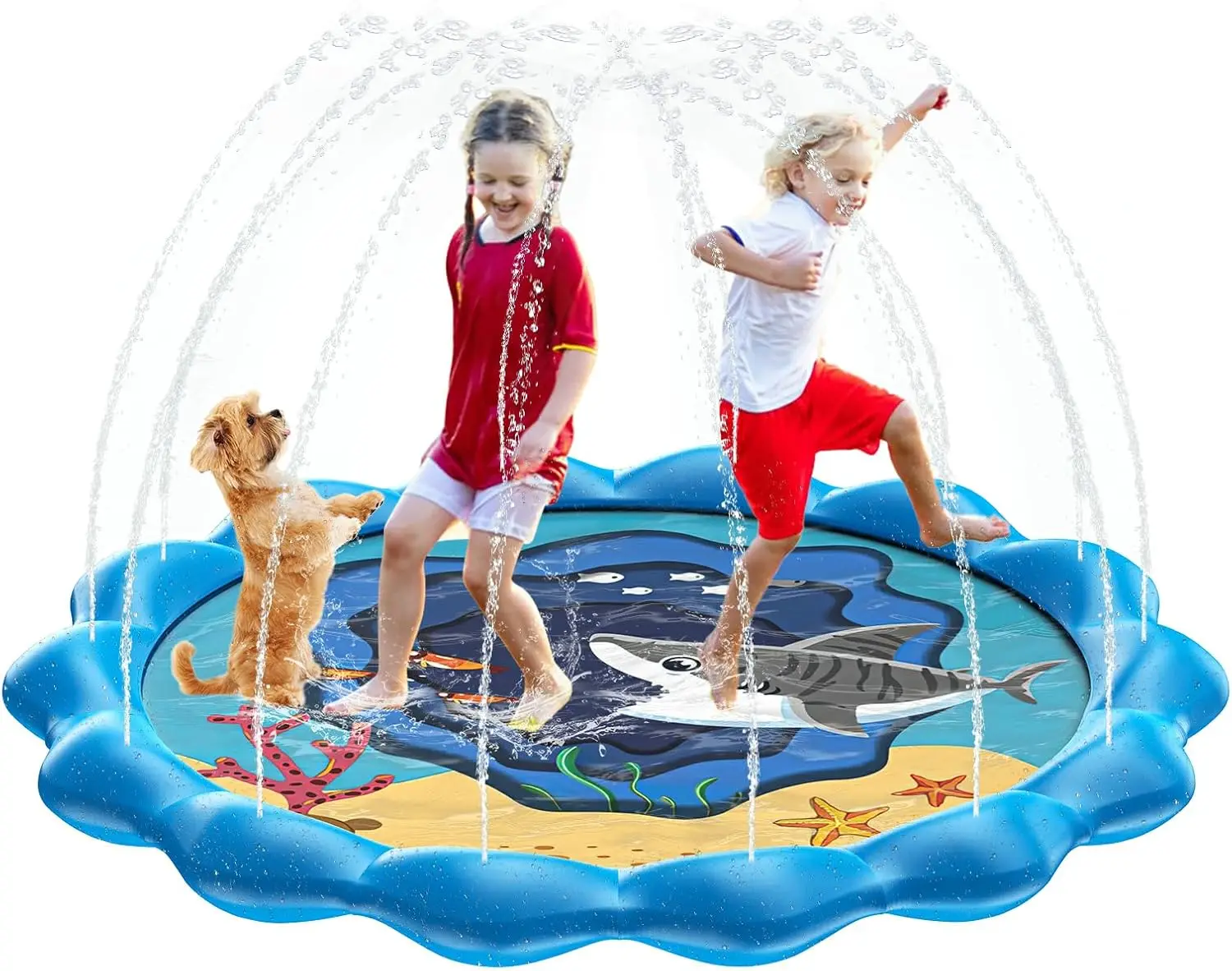 어린이와 강아지를 위한 수영장, 170CM 스플래시 패드, 어린이용 물놀이장, 두껍고 튼튼한 매트, 재미있는 물놀이 장난감