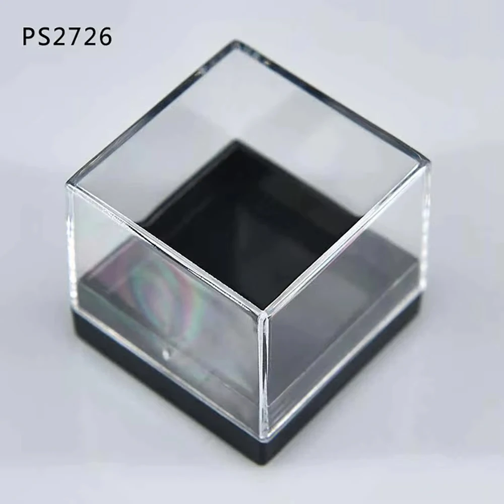 1-10Pc Storage Boxes Lids Gemstone Display Coin Clear Container Specimen Mini Square Cube Acrylic Case Rough Mineral Standard