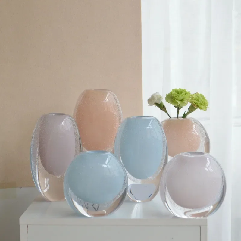 Modern simple glazed vase flower arrangement living room entrance model room dining table hotel light luxury craft decoration