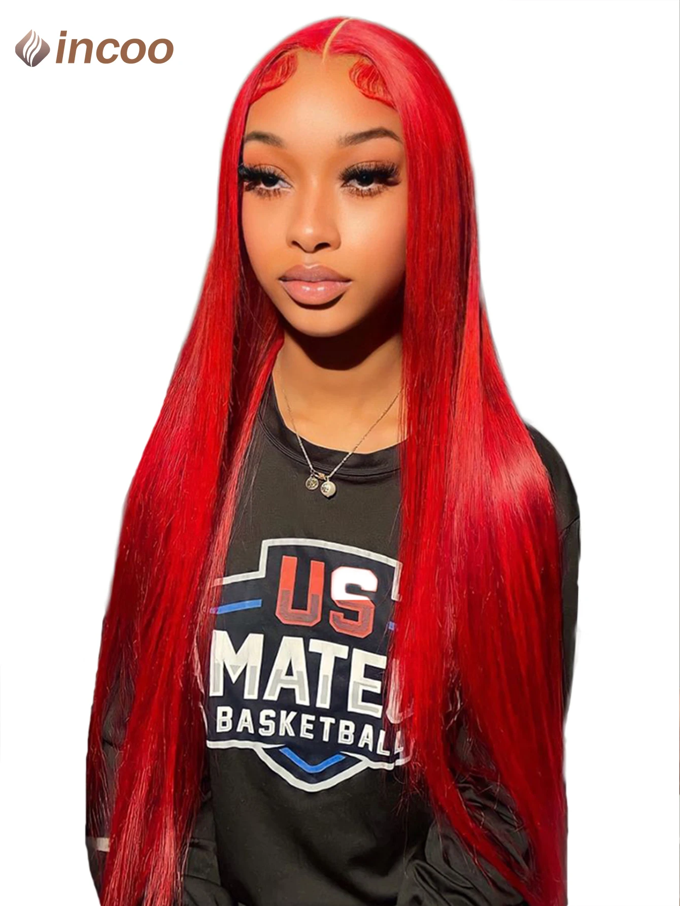 Bright Red Colored Straight Hair Wigs 13x6 Transparent Lace Front Human Hair Wigs for Black Women Burgundy 99J Lace Front Wig
