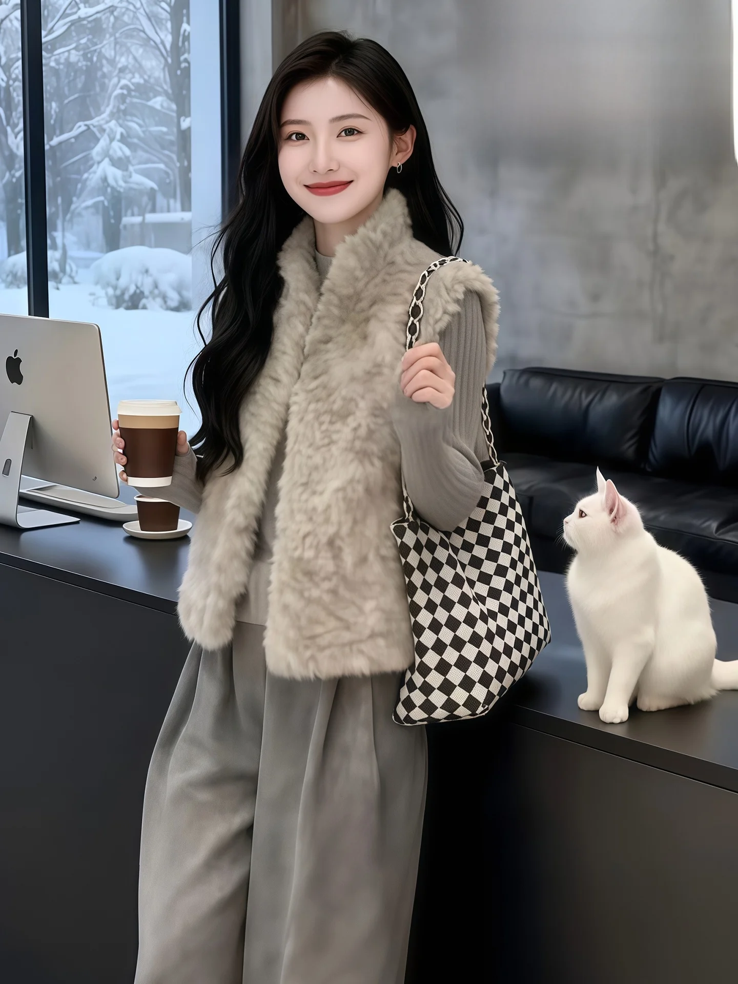 

Элегантный кардиган Ele Camere: комфортный, теплый, роскошный, модный, в корейском стиле, свободного кроя, на одной пуговице