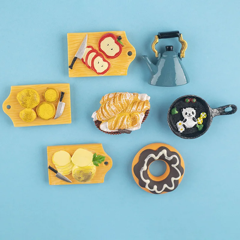 3D Fridge Magnets Afternoon Tea Decorations Cute Creative Simulation Food Models Home Decor Children's Toys Refrigerator Magnets