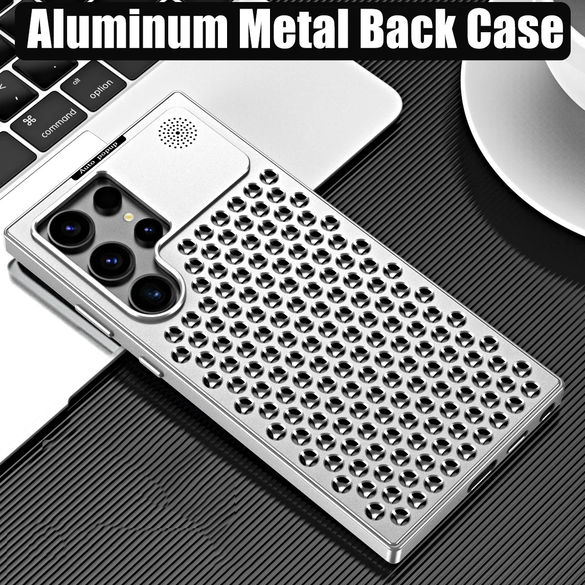 Luxurious Cooling Aromatherapy Men\'s Armor Aluminum Metal Back Case For Samsung Galaxy S22 S23 S24 Ultra Cover