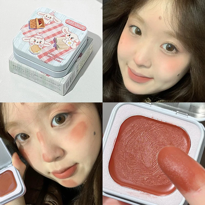 قيمة فنية لون واحد ماتي لوحة أحمر الخدود أحمر الخدود كريم كونتور ماكياج طبيعي الخد تينت سطع الوجه أحمر الخدود مستحضرات التجميل الكورية