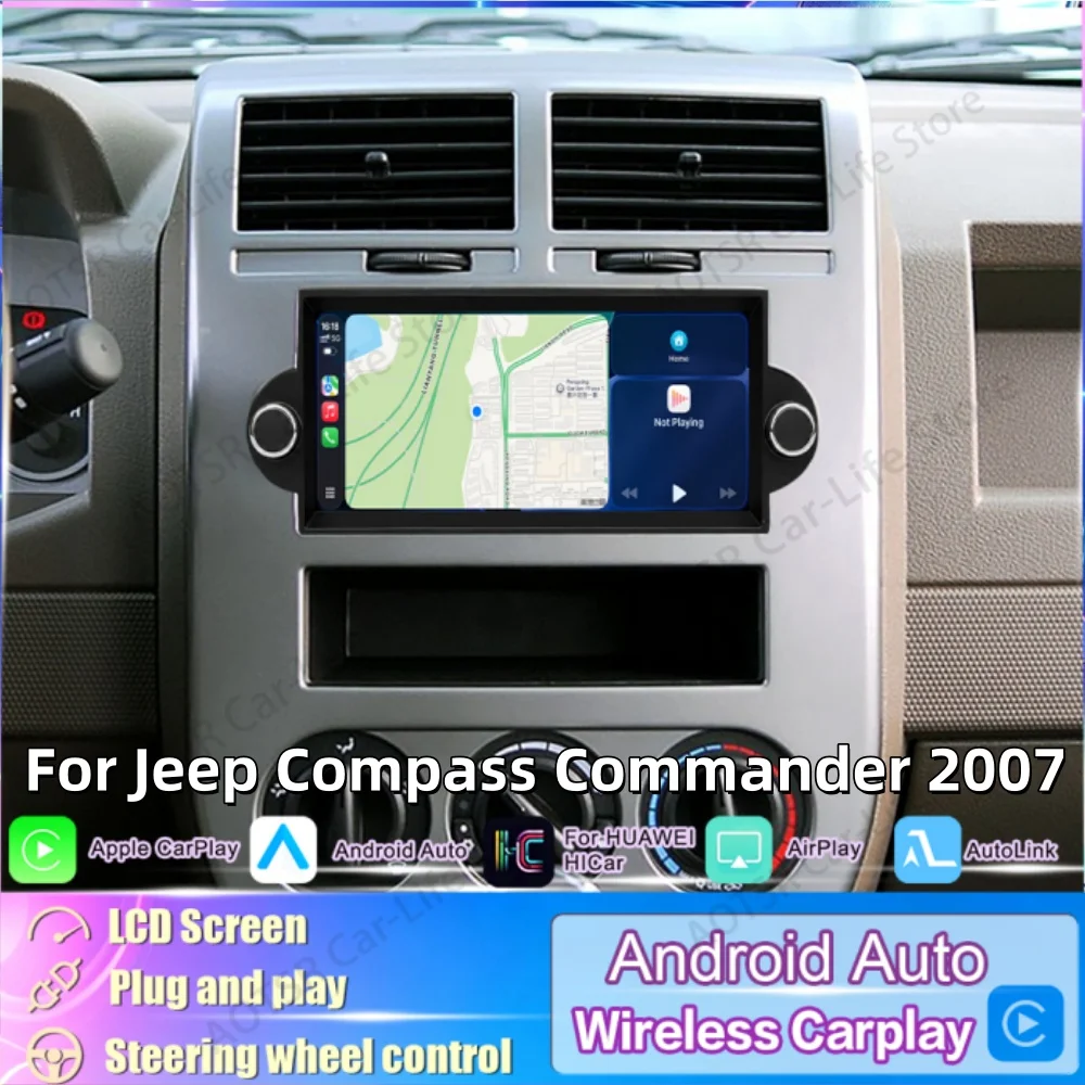 Car Modification Accessories Kit 6.86 In For Jeep Compass Commander 2007 GPS Navigation FM Radio Carplay Car Receiver Head Unit