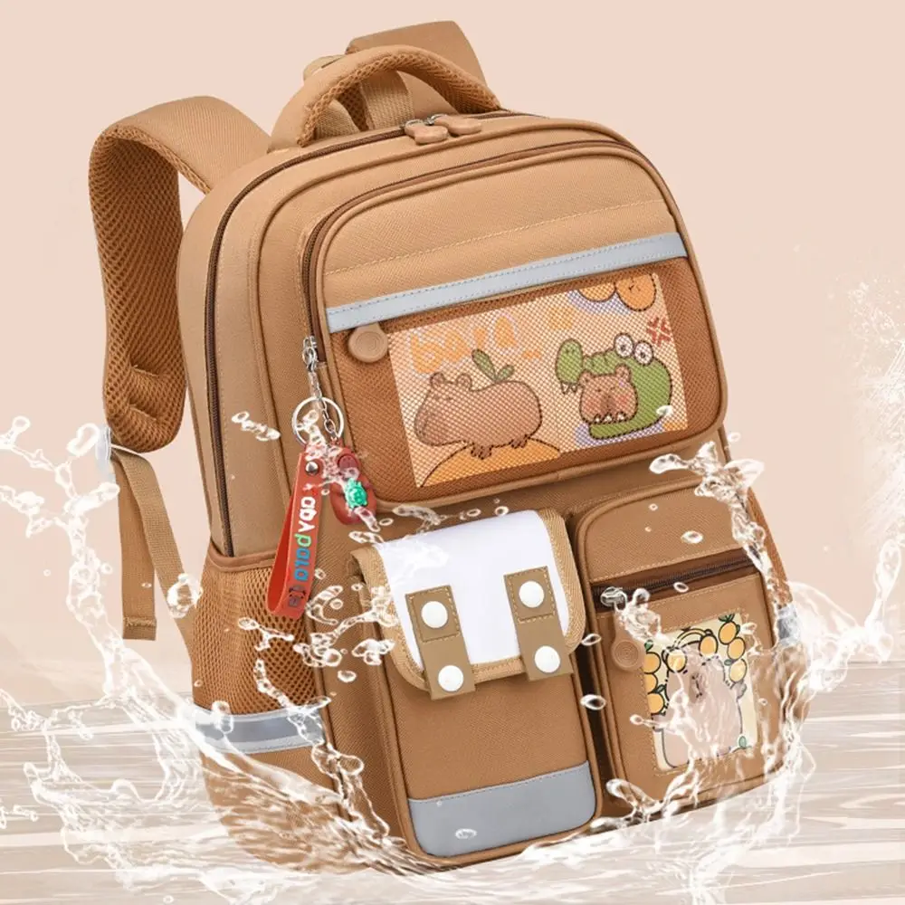 

Multi-Compartment Capybara Backpack Waterproof Oxford Cloth Cartoon Animal School Bag Wide Straps with Reflective Strip