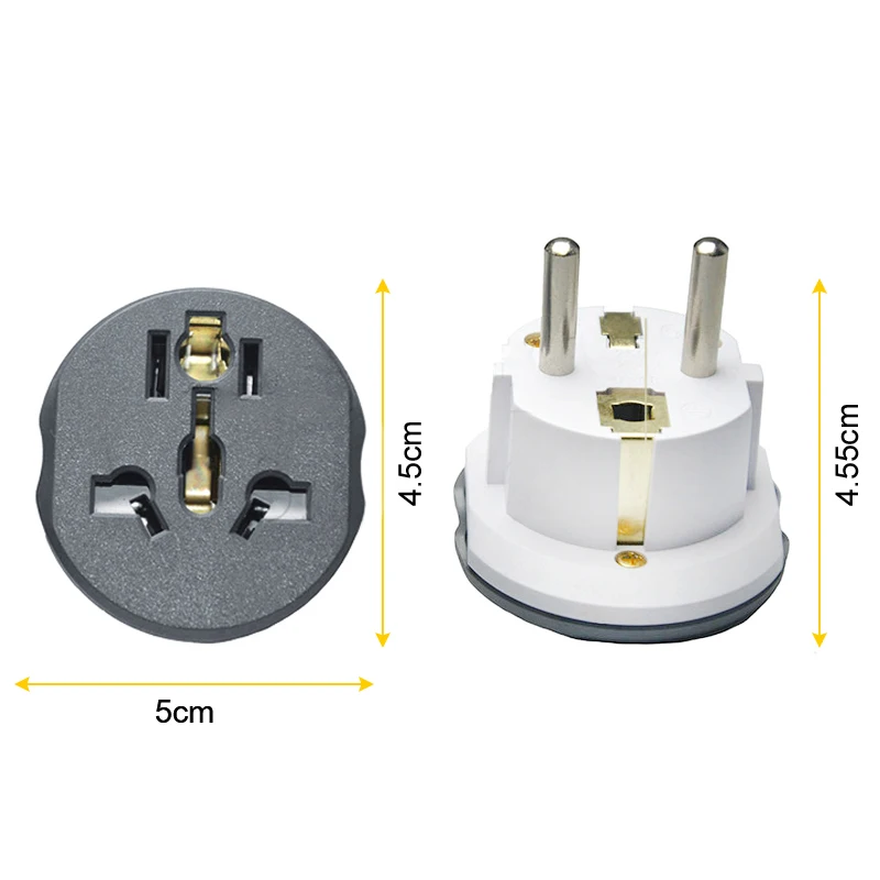 Adaptador de enchufe Universal para la UE, Convertidor de 2 clavijas redondas, enchufe de pared para AU UK CN US a EU AC 250V, adaptador de viaje de alta calidad, 16A