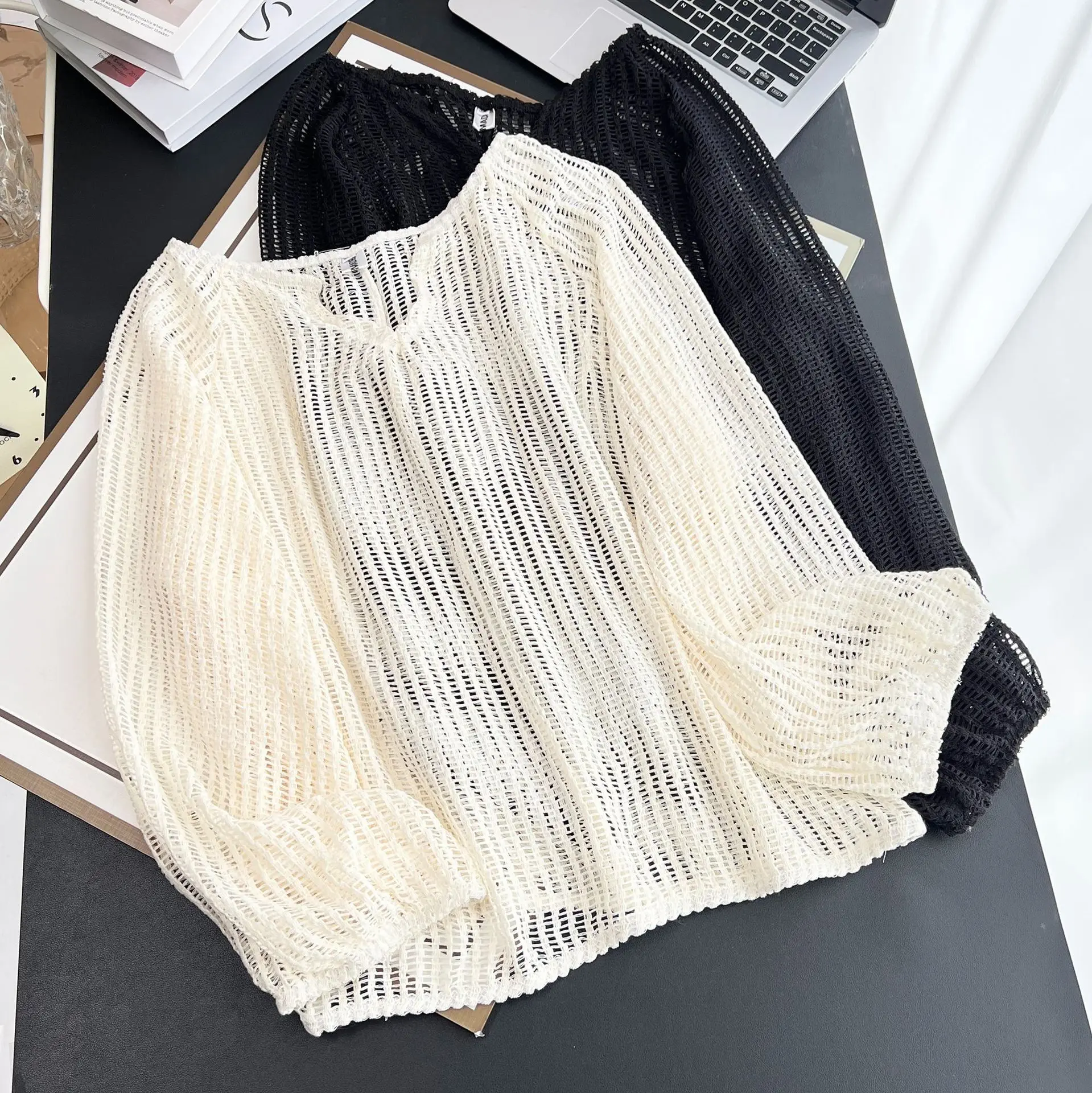 Женская мода больших размеров с кондиционером, новинка лета 2025 года, свободный перфорированный солнцезащитный топ весом 100 кг