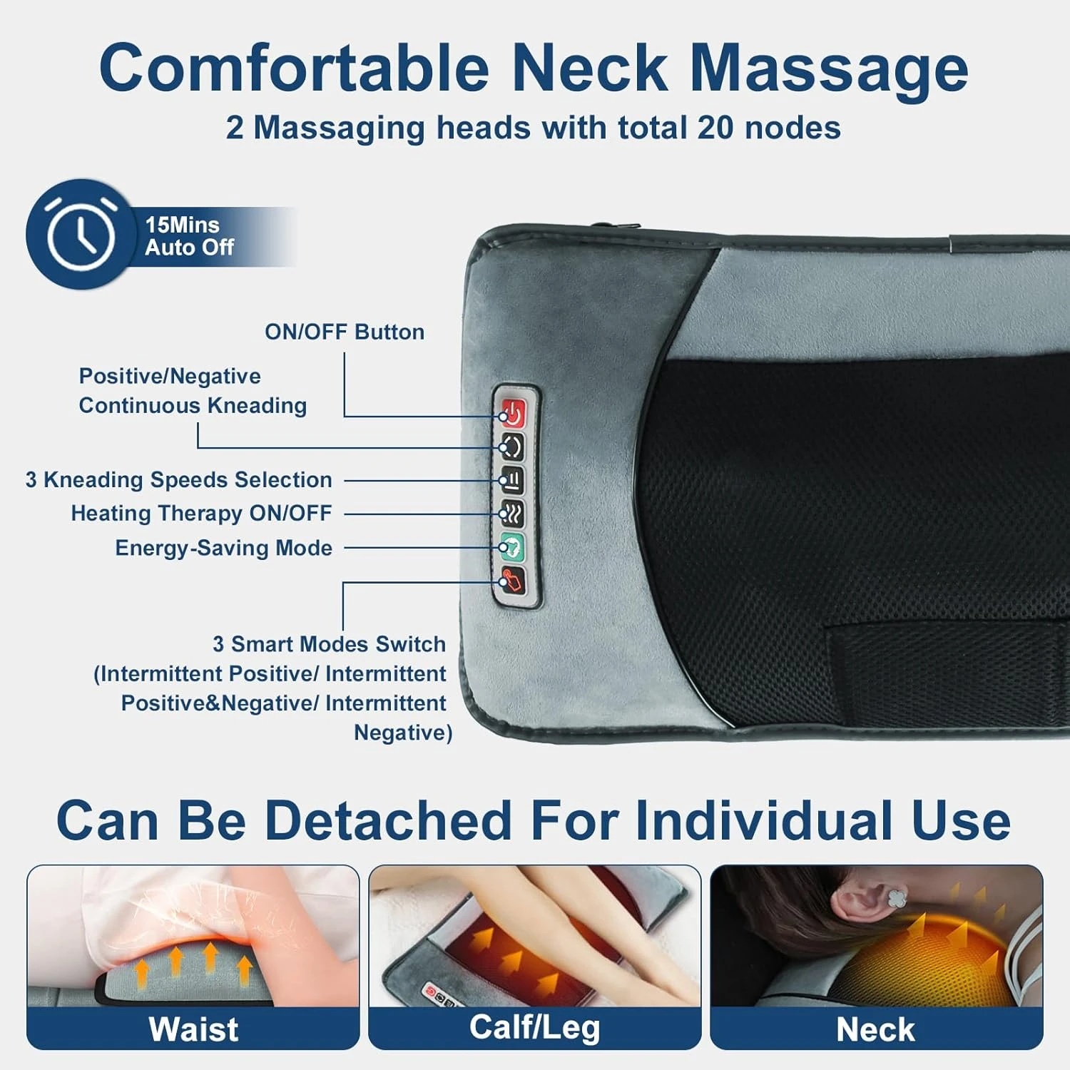 Full Body Massager Mat with Heat And Movable Shiatsu Neck Massager Pillow, Lumbar Traction And, 9 Vibration Motors And Back Heating Pad, Full Body Massager for Neck Back Waist Hip Leg feet, Massage Gift for Mom/Dad/Women/Men view 2