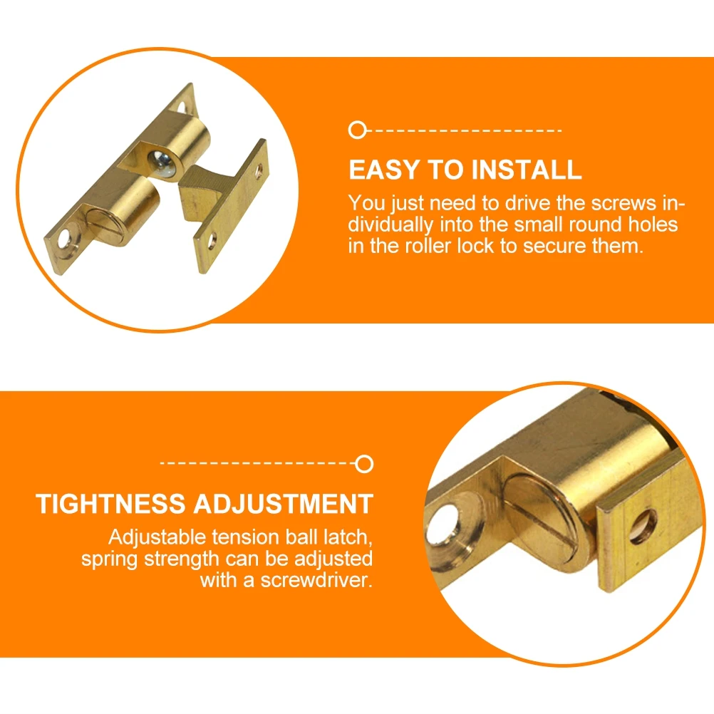 

3 Pcs Bead Lock Solid Brass Catch Roller Door Parts Metal Tension Latch Adjustable Spring Furniture Cabinet Machine Waterproof