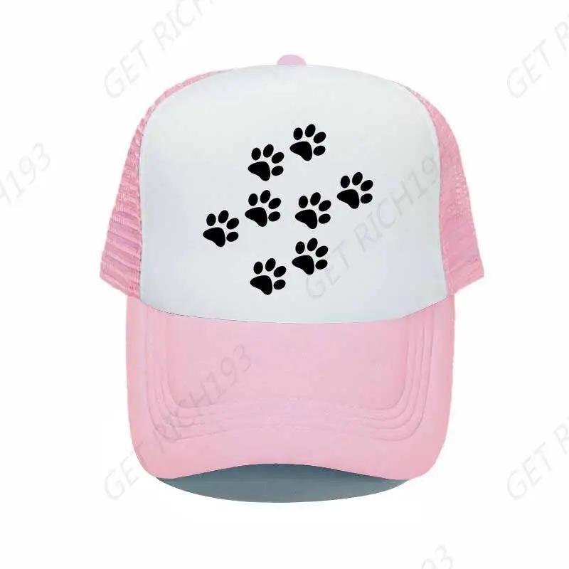 

Spring Summer Dog Cat Paw Printed Hip Hop Hat Cute Animal Foot Mesh Trucker Hats Creature Pet Shop Gifts Paw Snapback Caps