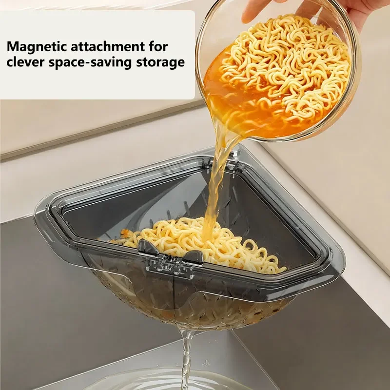 Magnetic Triangular Sink Drain Basket Kitchen Sink Filter Holder Household Food Residue Leftover Garbage Collection Storage Rack