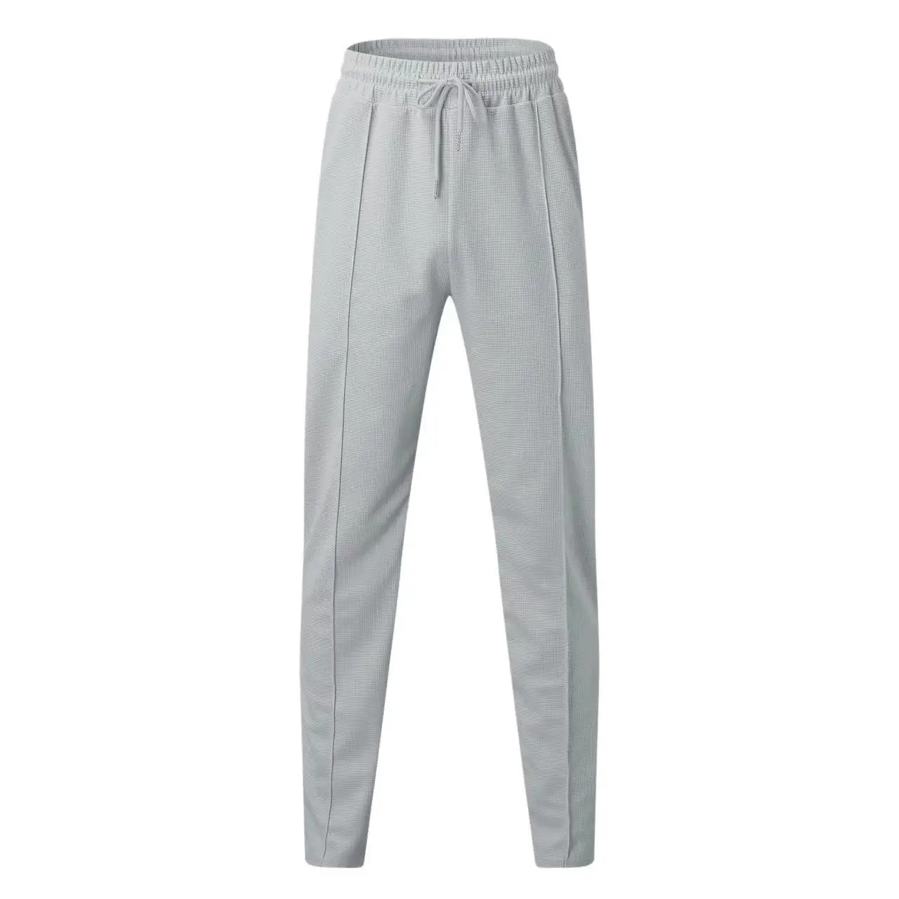 Casual Male Waffle Knit Drawstring Beam Leg Pants Soft Comfortable Fabric Loose Daily Street Style All Match Sports Jogger Trous