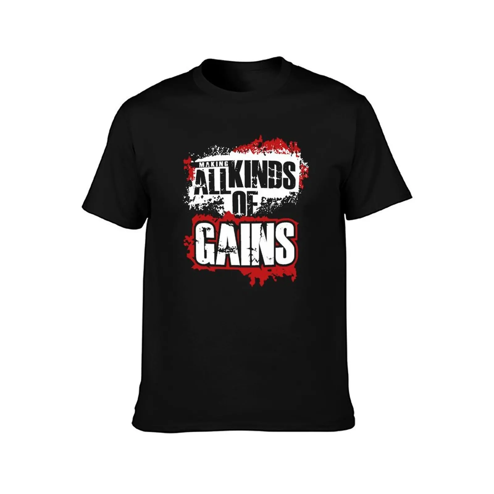 Kinds All Of Gains T-Shirt, Summer Casual Cotton Tee, Oversized Streetwear Tops, Vintage Graphic Print, Loose Fit Short Sleeve
