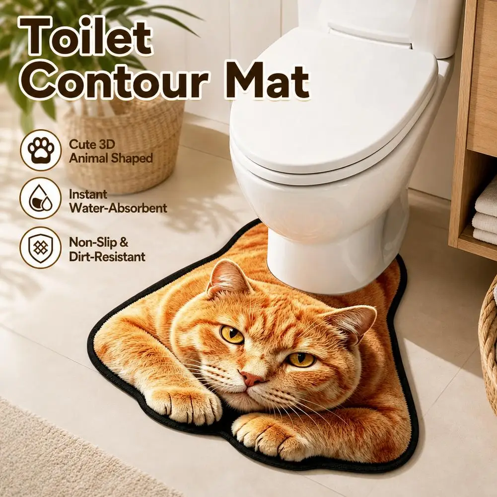 40×50CM Lifelike Animal Toilet Floor Mat Non-slip Diatomaceous Earth Toilet Rug Washable Water-absorbing Home Decoration