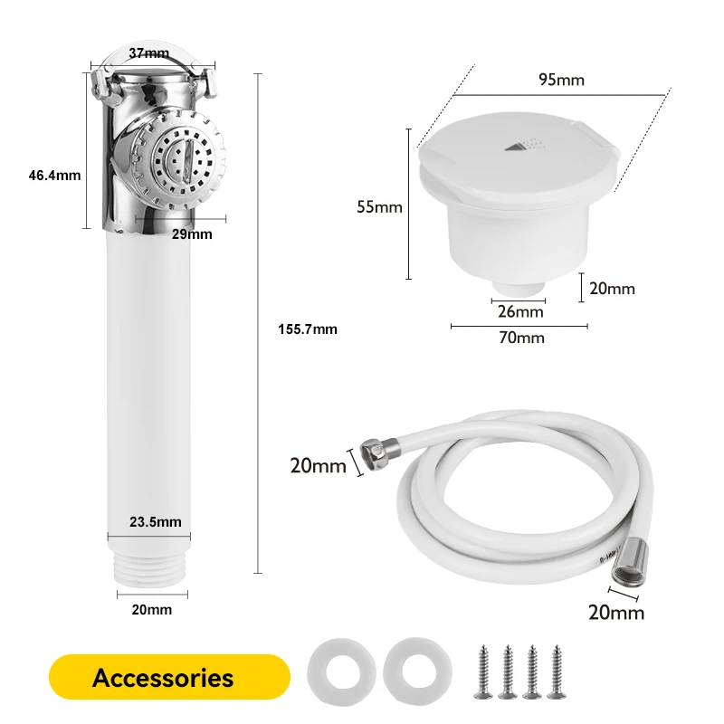 Marine yacht Marine plastic cover/cup groove shower kit Embedded shower kit with stainless steel hammer spray and 8 13 foot hose